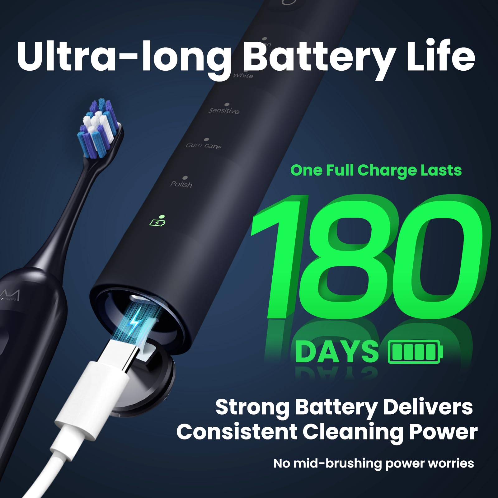 Marlincare Sonic Electric Toothbrush | 180-Day Battery

