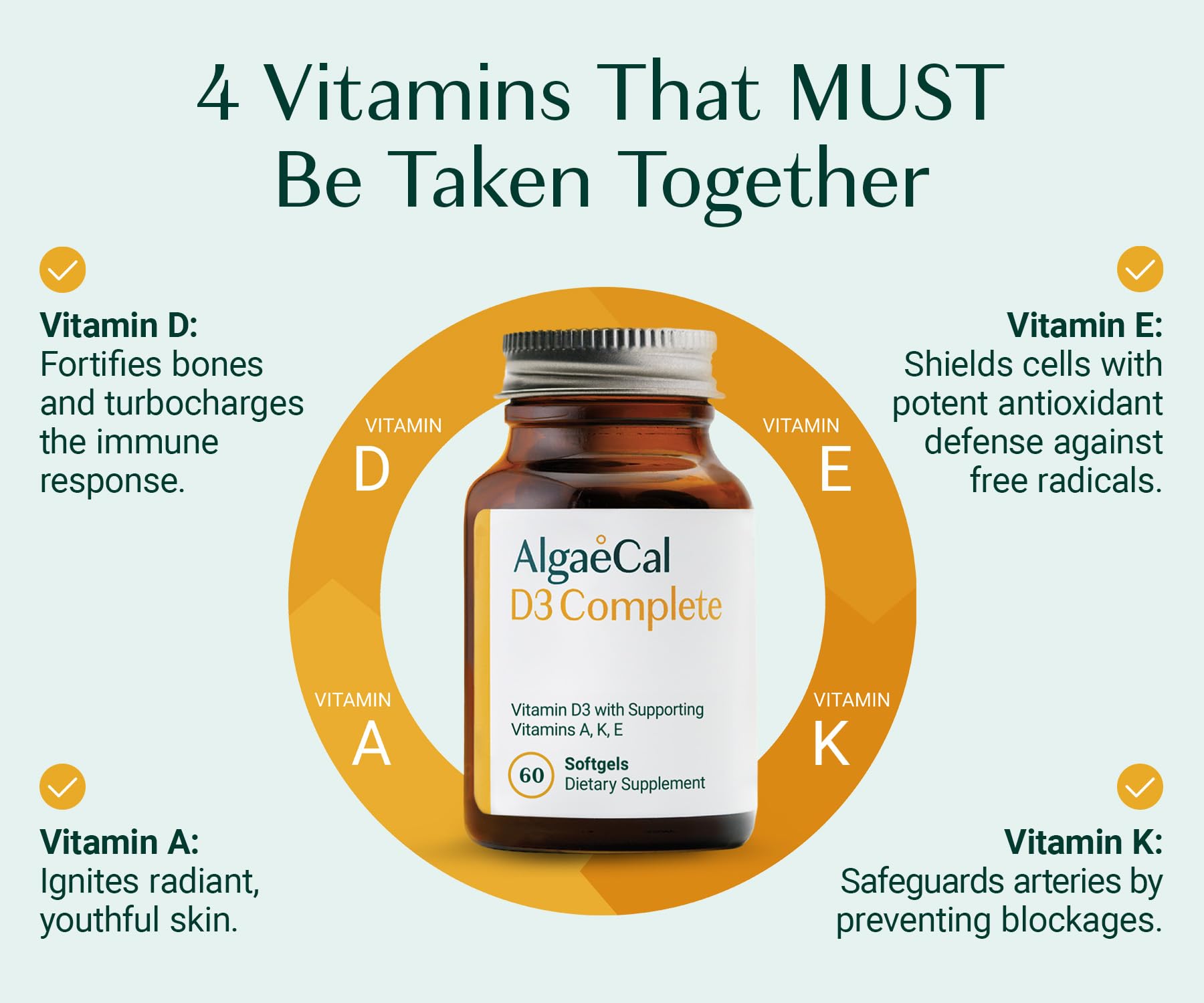 ALGAECAL D3 Complete - Immune & Bone Health with K2 A E

