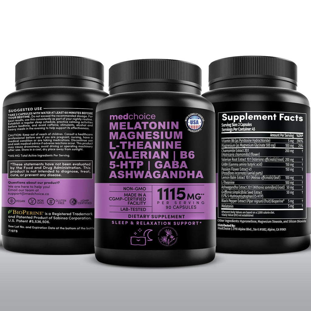 Melatonin Sleep Capsules – 12-in-1 Magnesium Glycinate Blend

