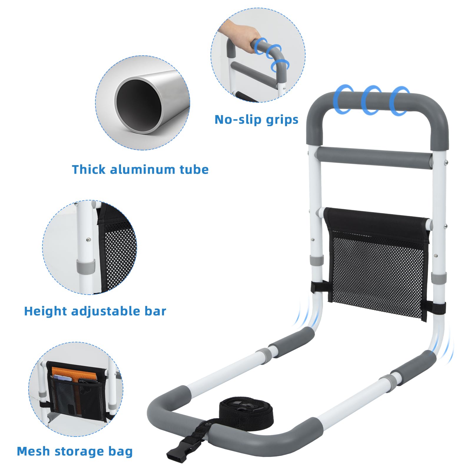 Bed Rail Assist for Seniors with Non-Slip Grip | Easy Install

