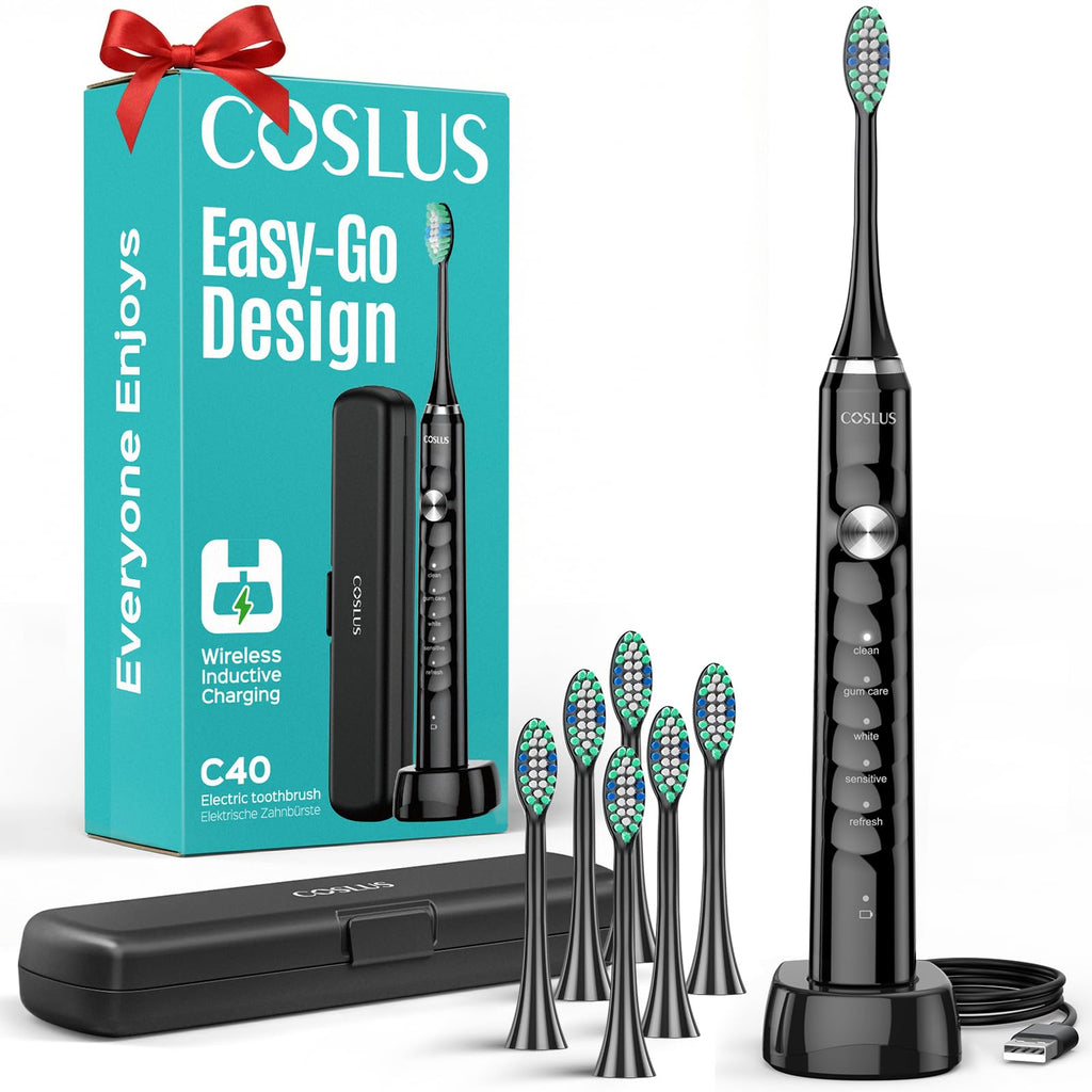 COSLUS C40 Sonic Electric Toothbrush for Adults – 47,000 VPM, 5 Modes, Travel Case