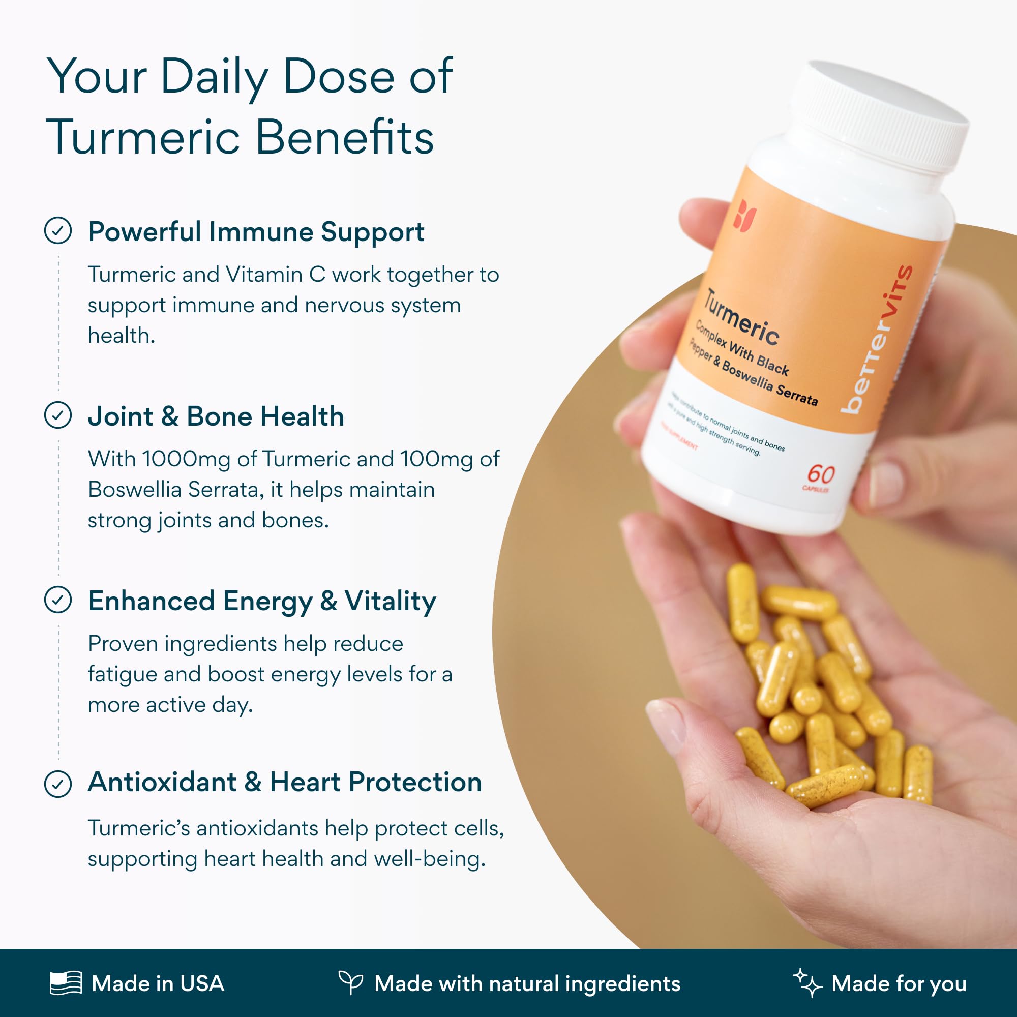 Bettervits Turmeric Curcumin with Black Pepper Joint Support

