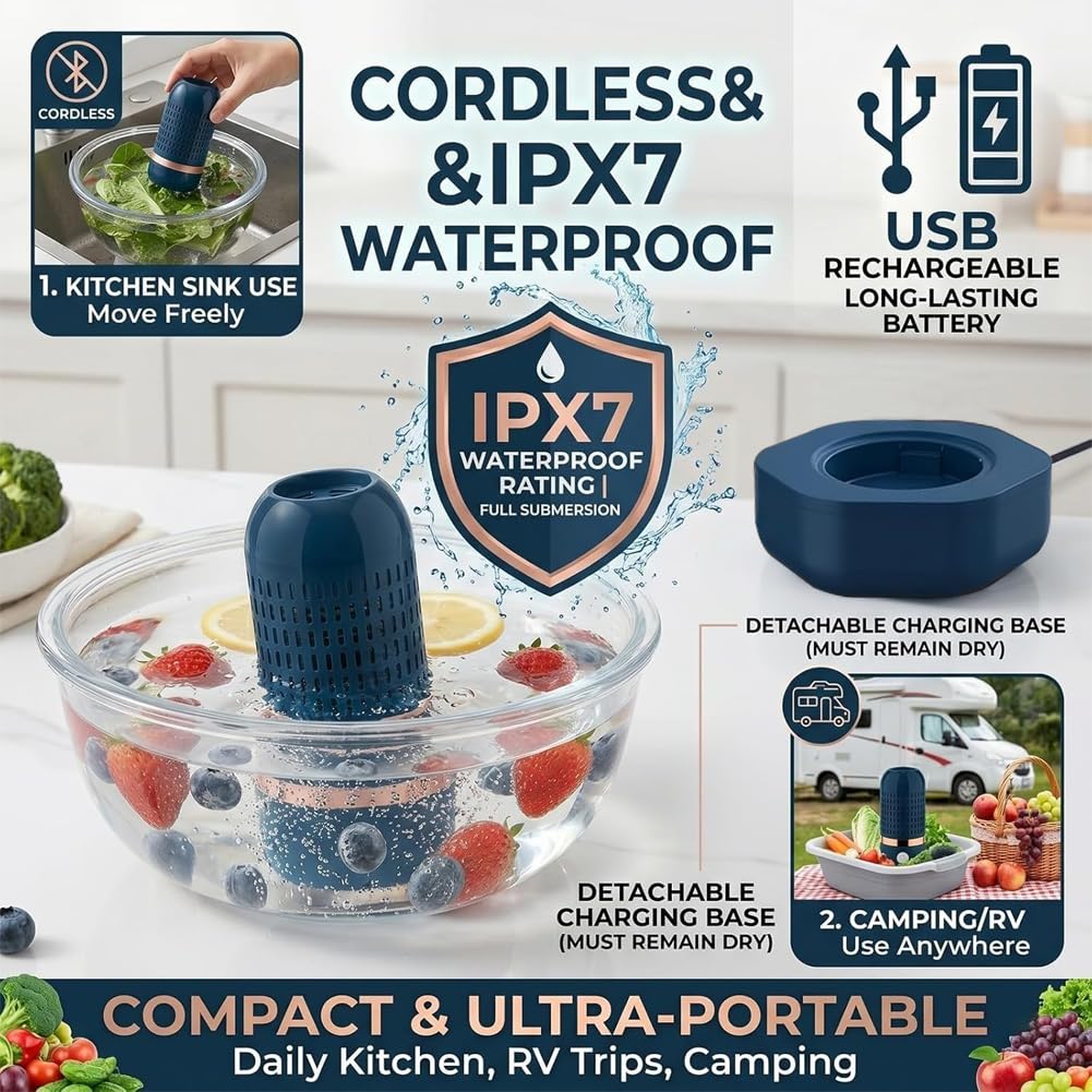 OH-ION Produce Washer — Wireless IPX7 Waterproof

