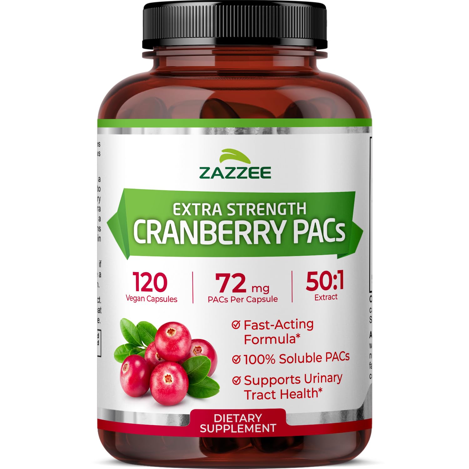 Zazzee Cranberry PACs 72 mg Capsule - 50:1 Extract

