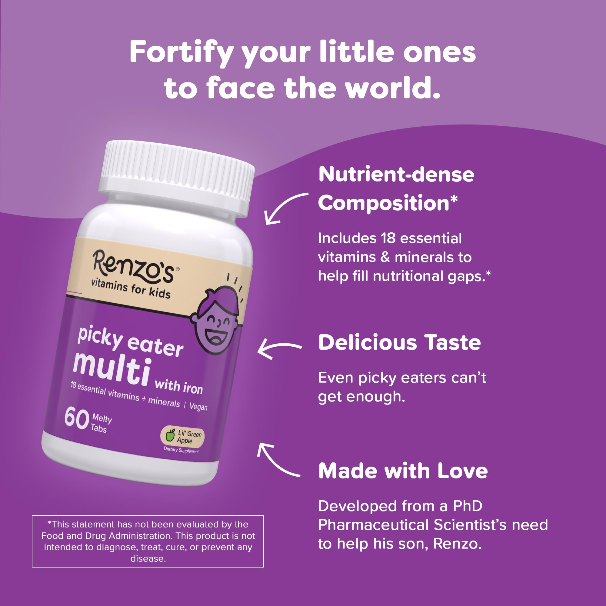 Renzo's Picky Eater Kids Multivitamin with Iron

