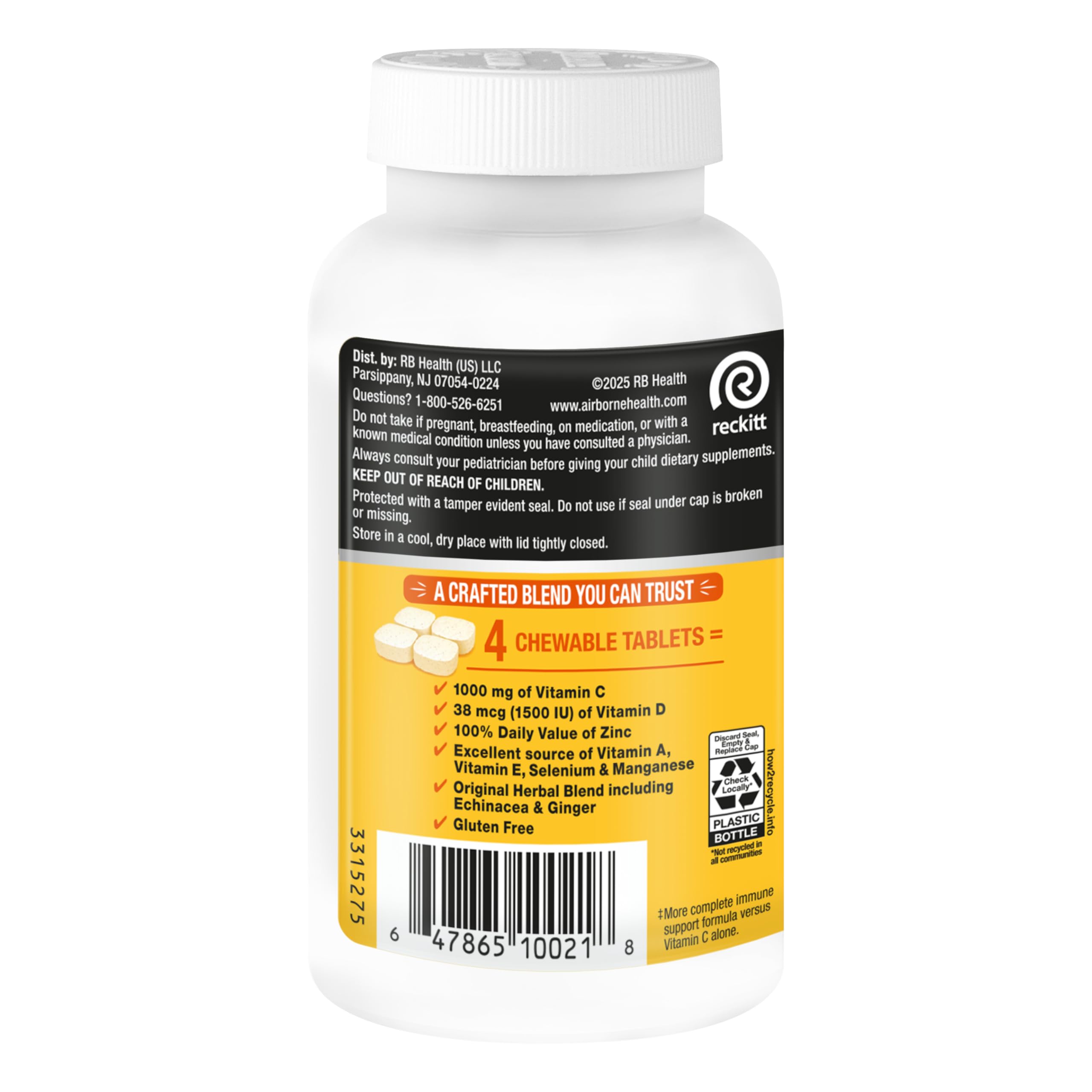 Airborne Immune Support Chewable Tablets Vitamin C 1000 mg

