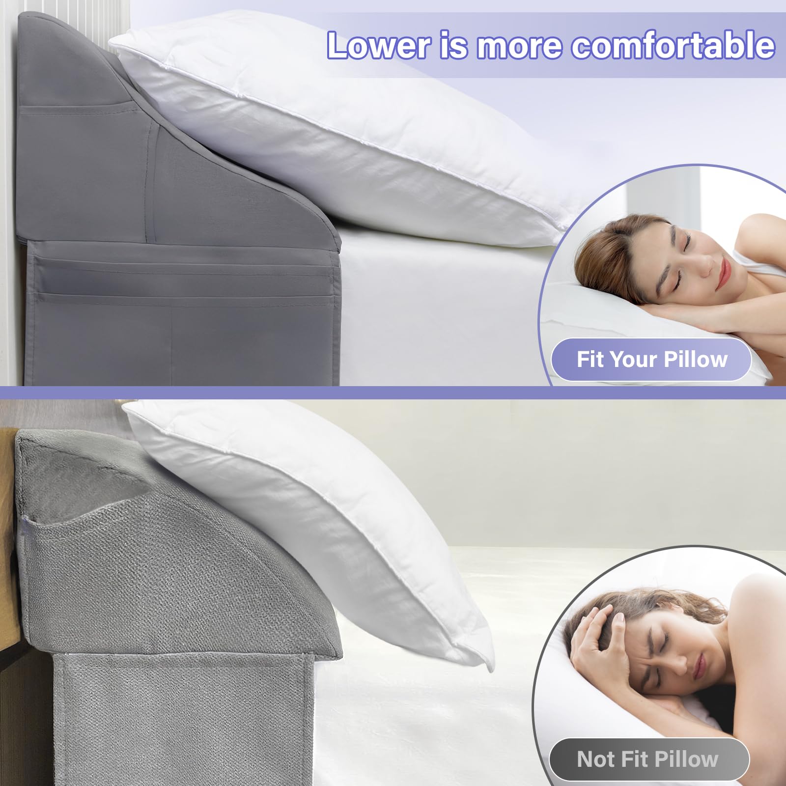 Vekkia Bed Gap Filler Wedge Pillow for Headboard

