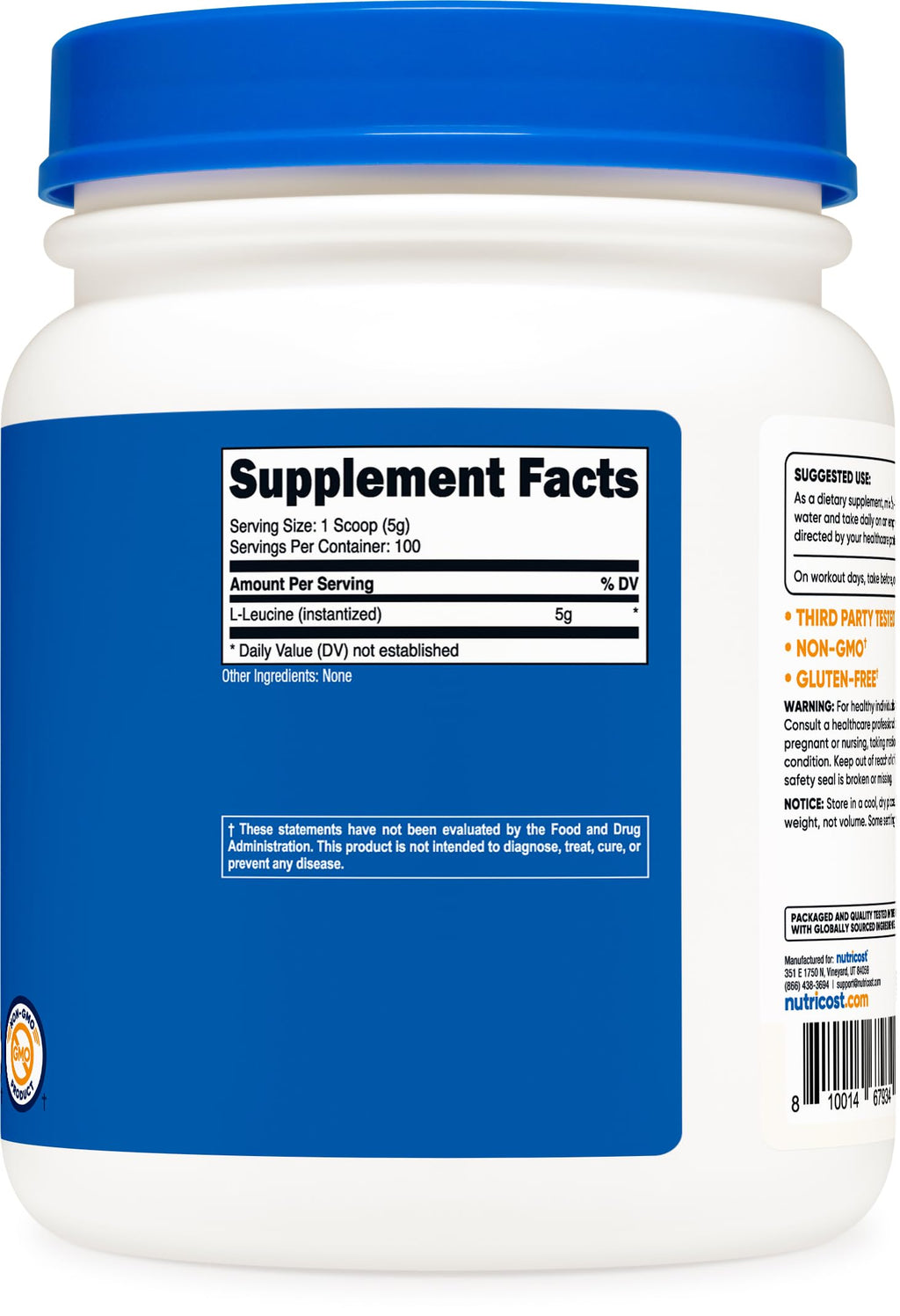 Nutricost L-Leucine Powder Non-GMO Gluten Free BCAA

