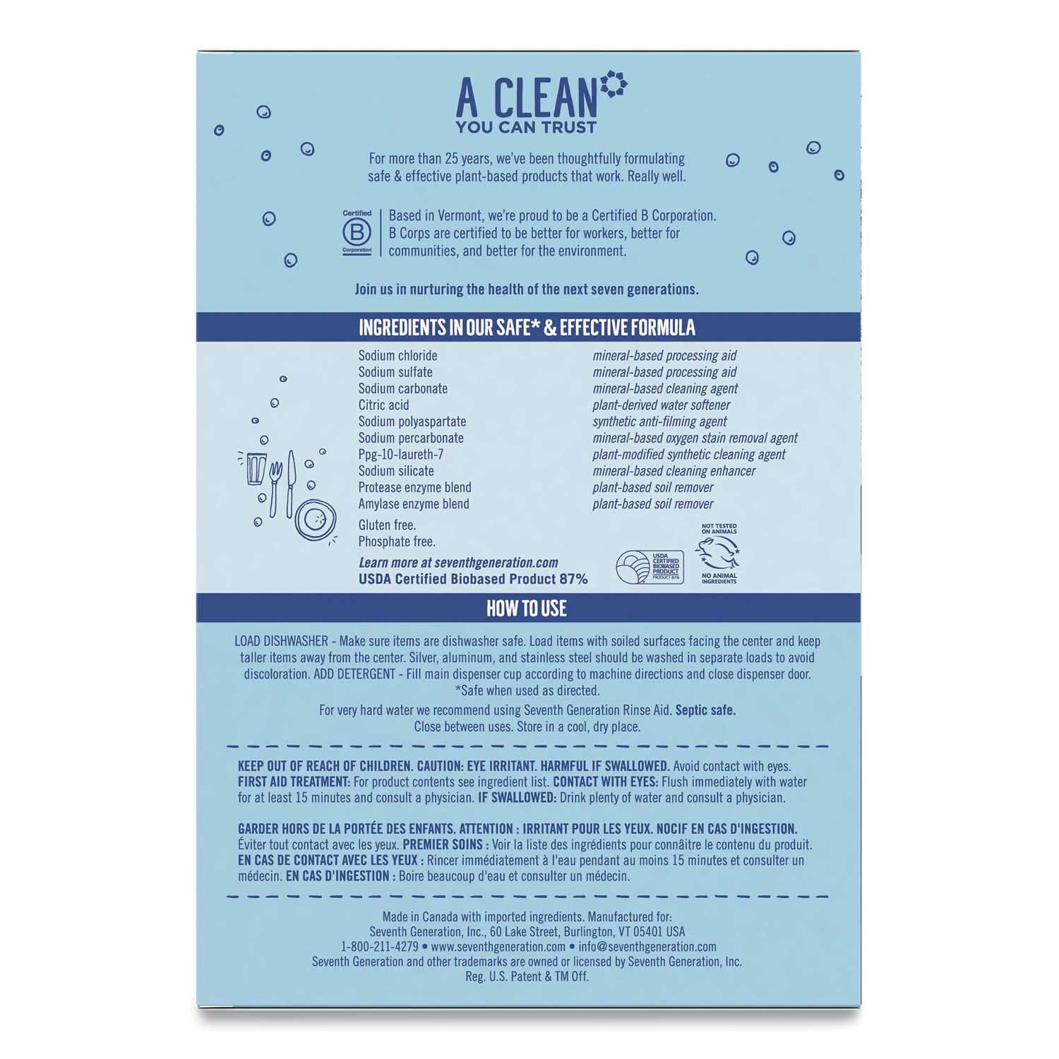 Seventh Generation Free & Clear Dishwasher Detergent Powder with Rinse Aid