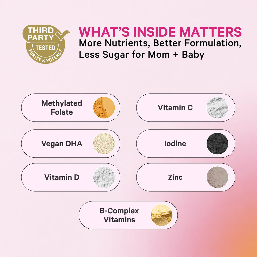 Pink Stork Prenatal Gummies with Vegan DHA | MTHFR-Friendly

