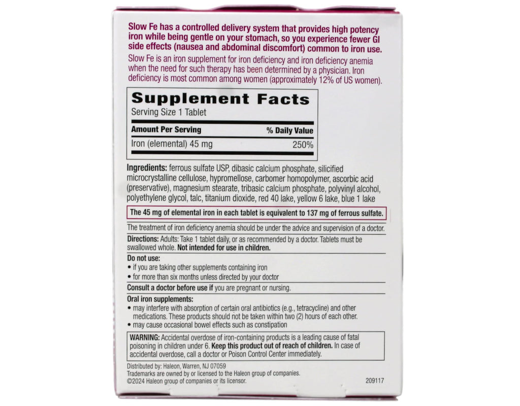 Slow Fe Slow Release Iron Supplement | Ferrous Sulfate

