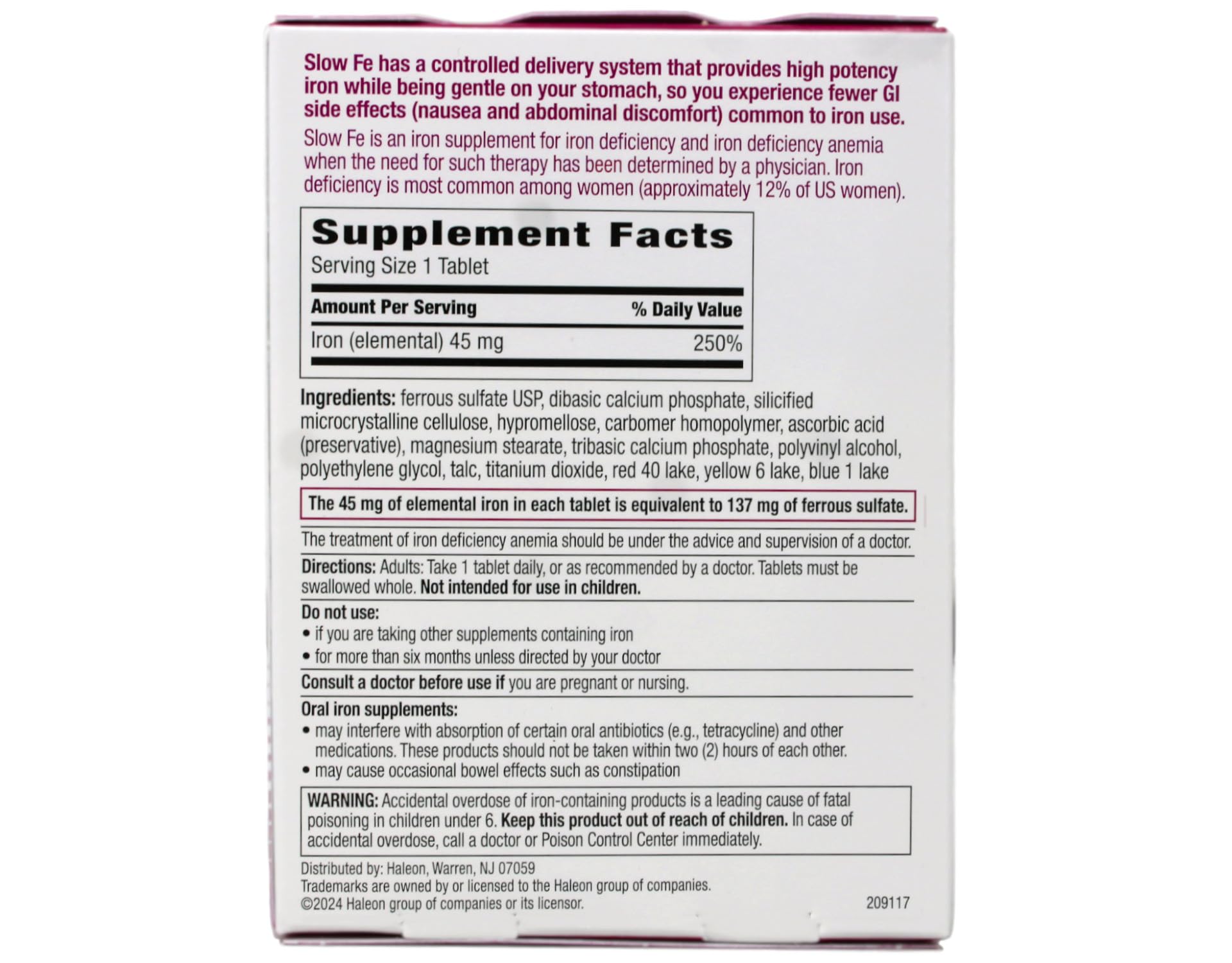 Slow Fe Slow Release Iron Supplement | Ferrous Sulfate

