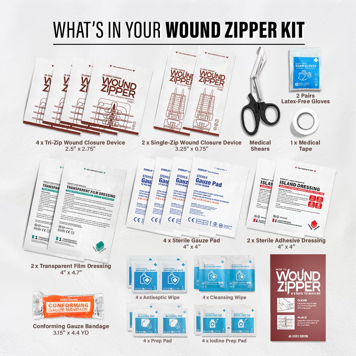 EVERLIT Wound Closure System | Suture-Free Zip-Stitch

