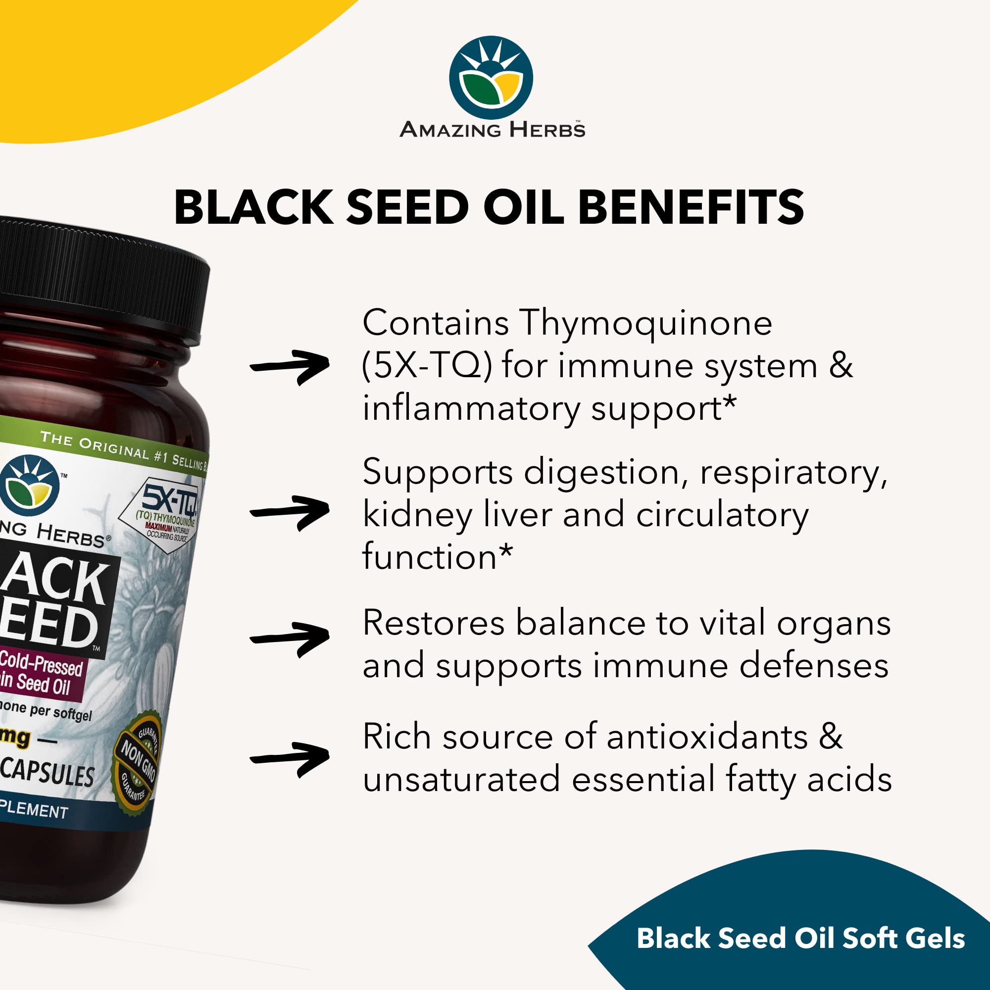 Black Seed Oil Capsules by Amazing Herbs - Immune Support

