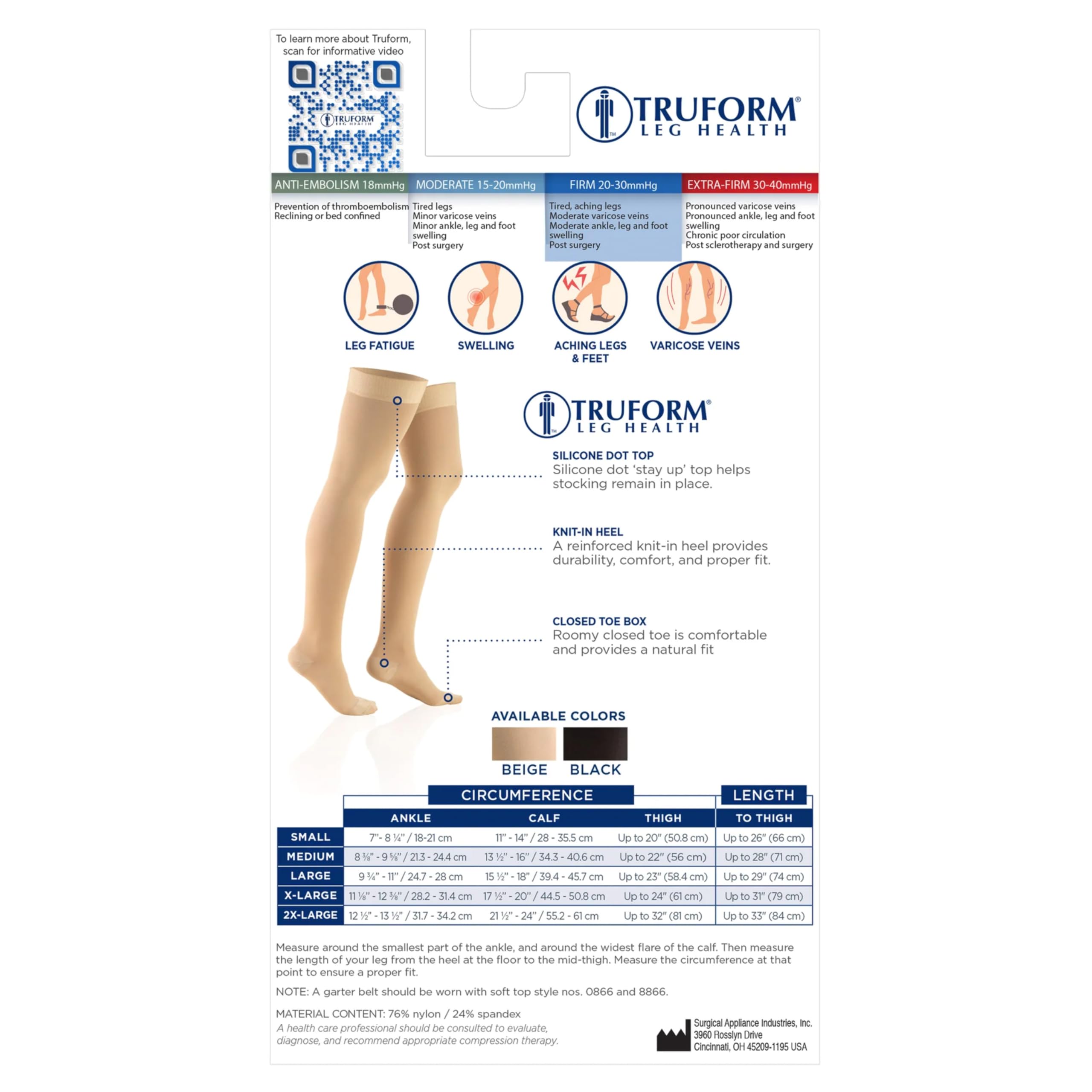 Truform 8868 Medical Support Hose - Unisex 20-30 mmHg

