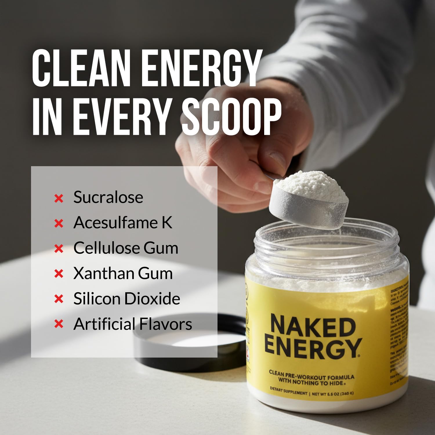 Naked Energy Pre Workout Powder – NSF Certified, Vegan

