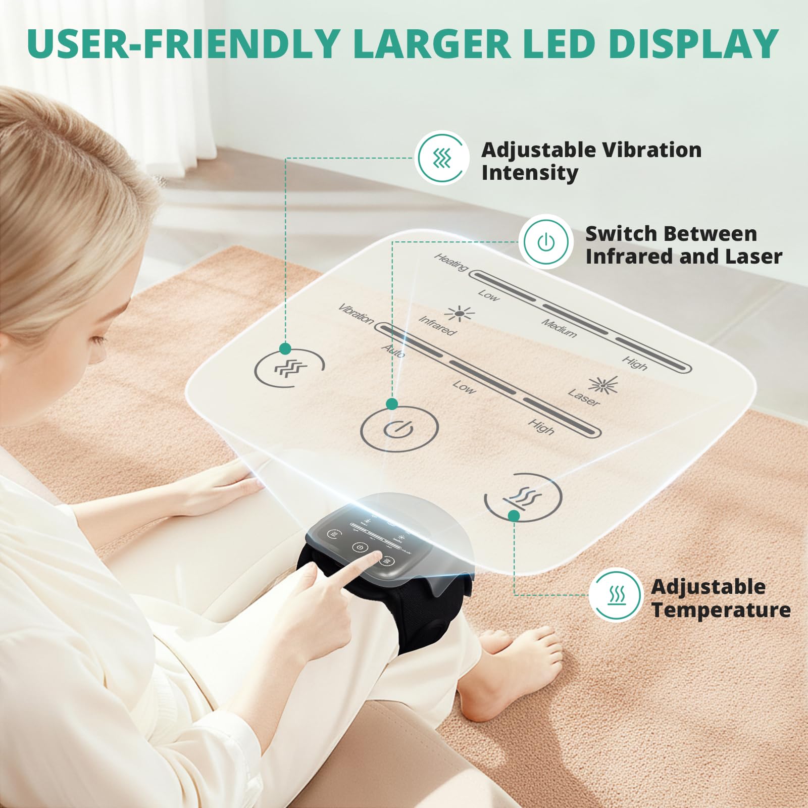Medcursor Knee Massager with Heat Cordless 3-Mode Massage

