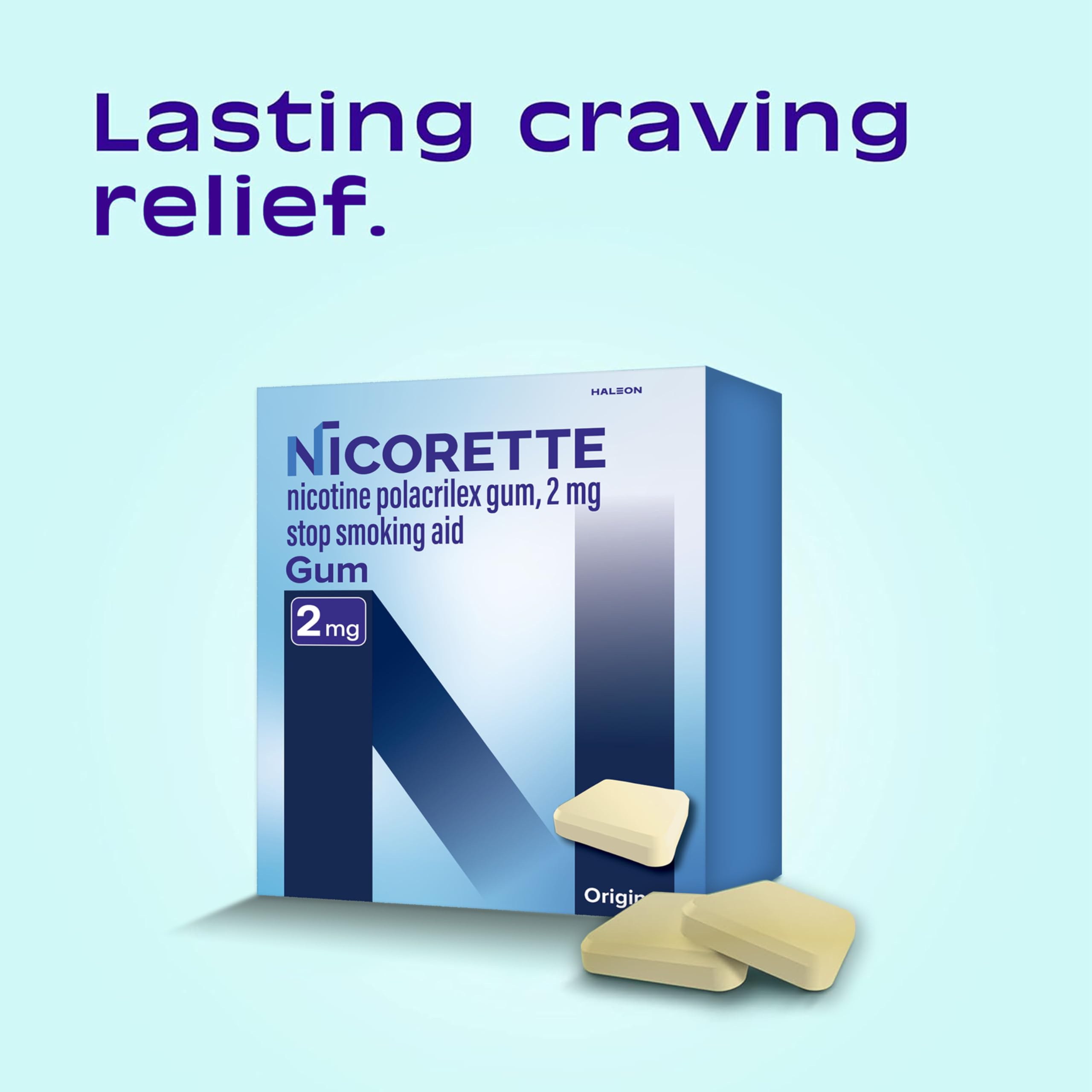 Nicorette Nicotine Gum Stop Smoking Aid 2 mg Original Flavor

