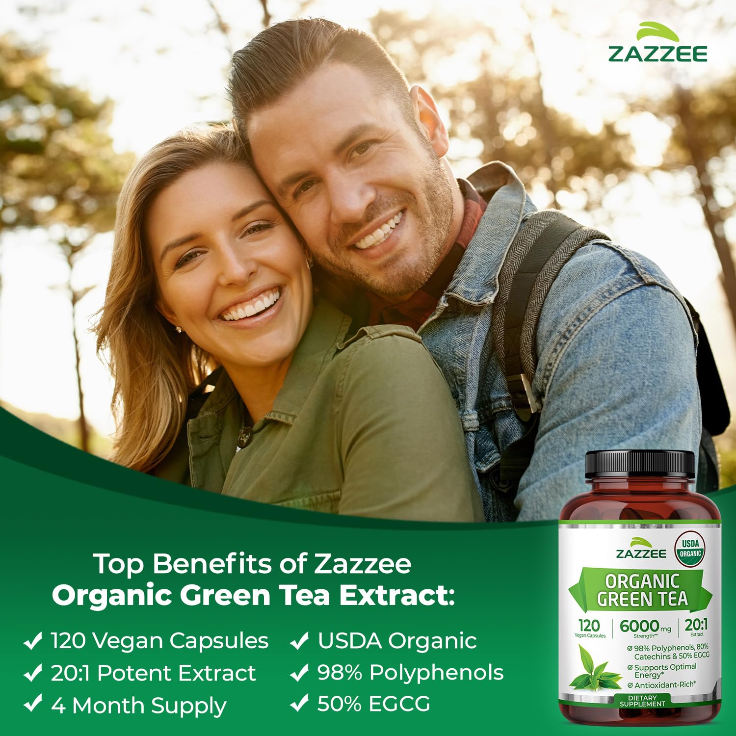 Zazzee Green Tea Extract Dietary Supplement

