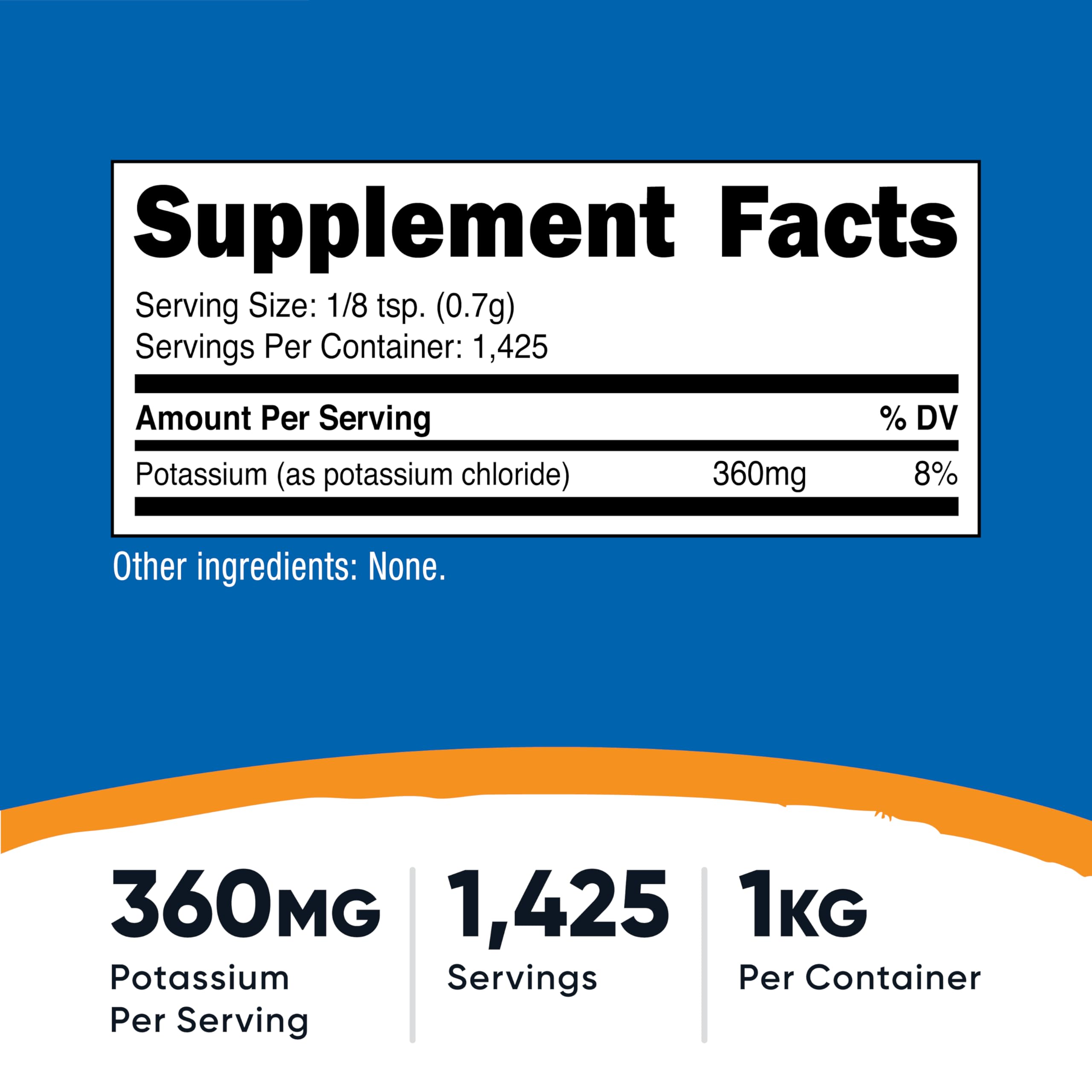 Nutricost Potassium Chloride Powder 1kg - Gluten Free

