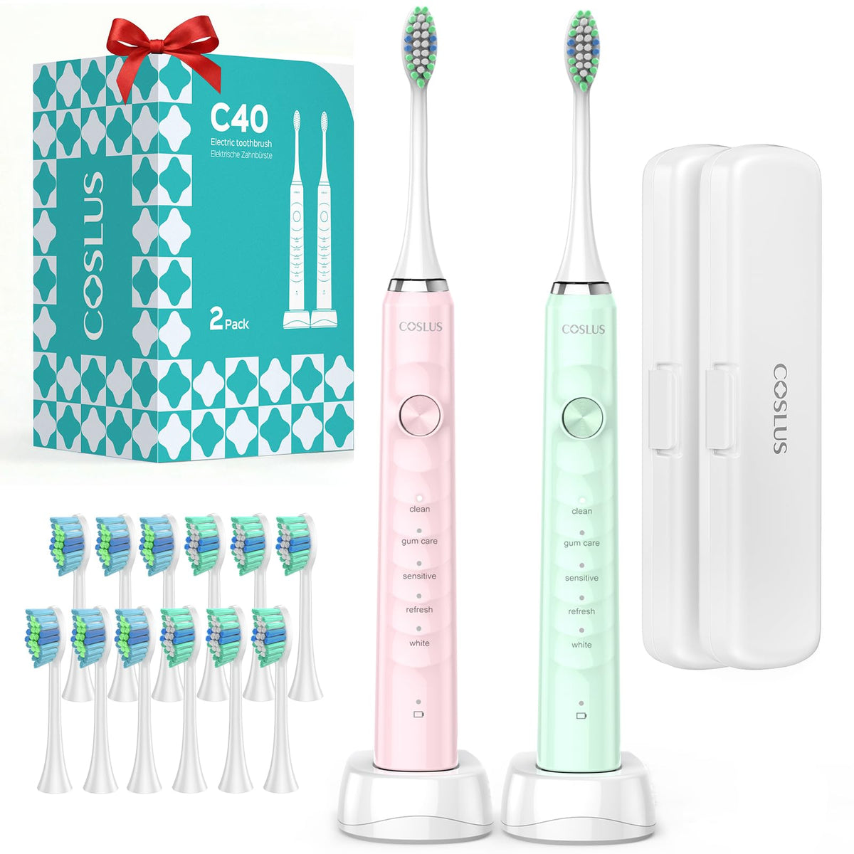 COSLUS C40 Sonic Electric Toothbrush for Adults – 47,000 VPM, 5 Modes, Travel Case