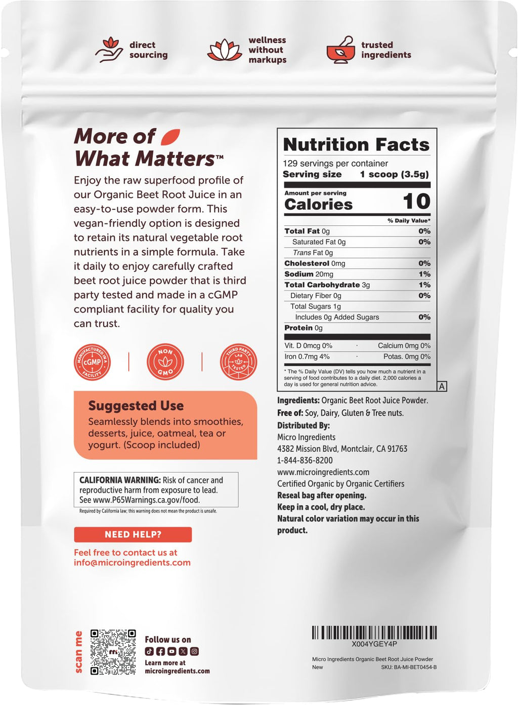 Beet Root Juice Powder - Micro Ingredients Organic

