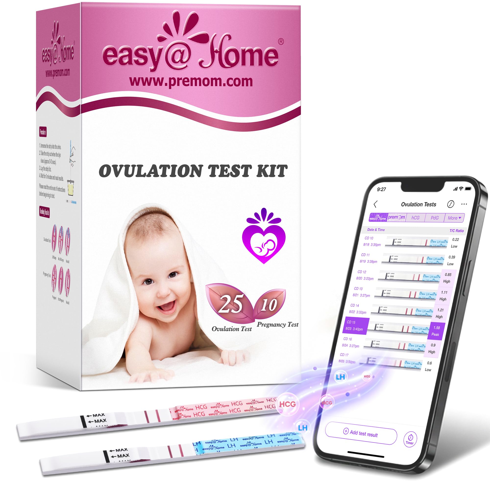 Easy@Home Ovulation & Pregnancy Test Strips Kit