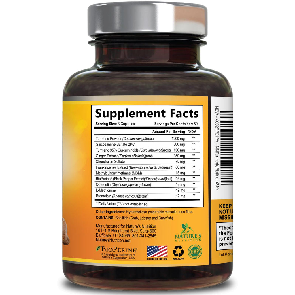 Turmeric Curcumin Capsules with Glucosamine, Ginger & MSM

