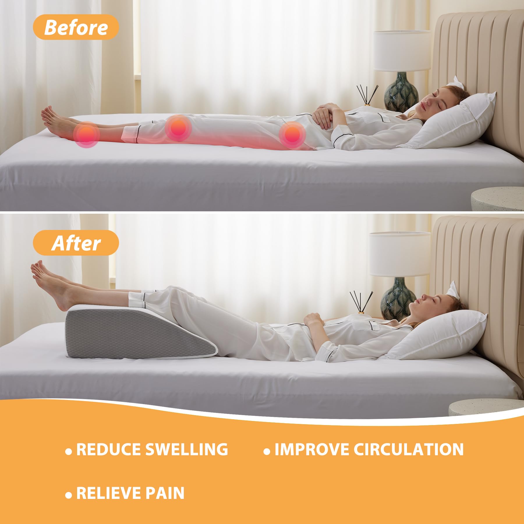 Bedluxe Leg Elevation Pillow Memory Foam Top for Leg Support

