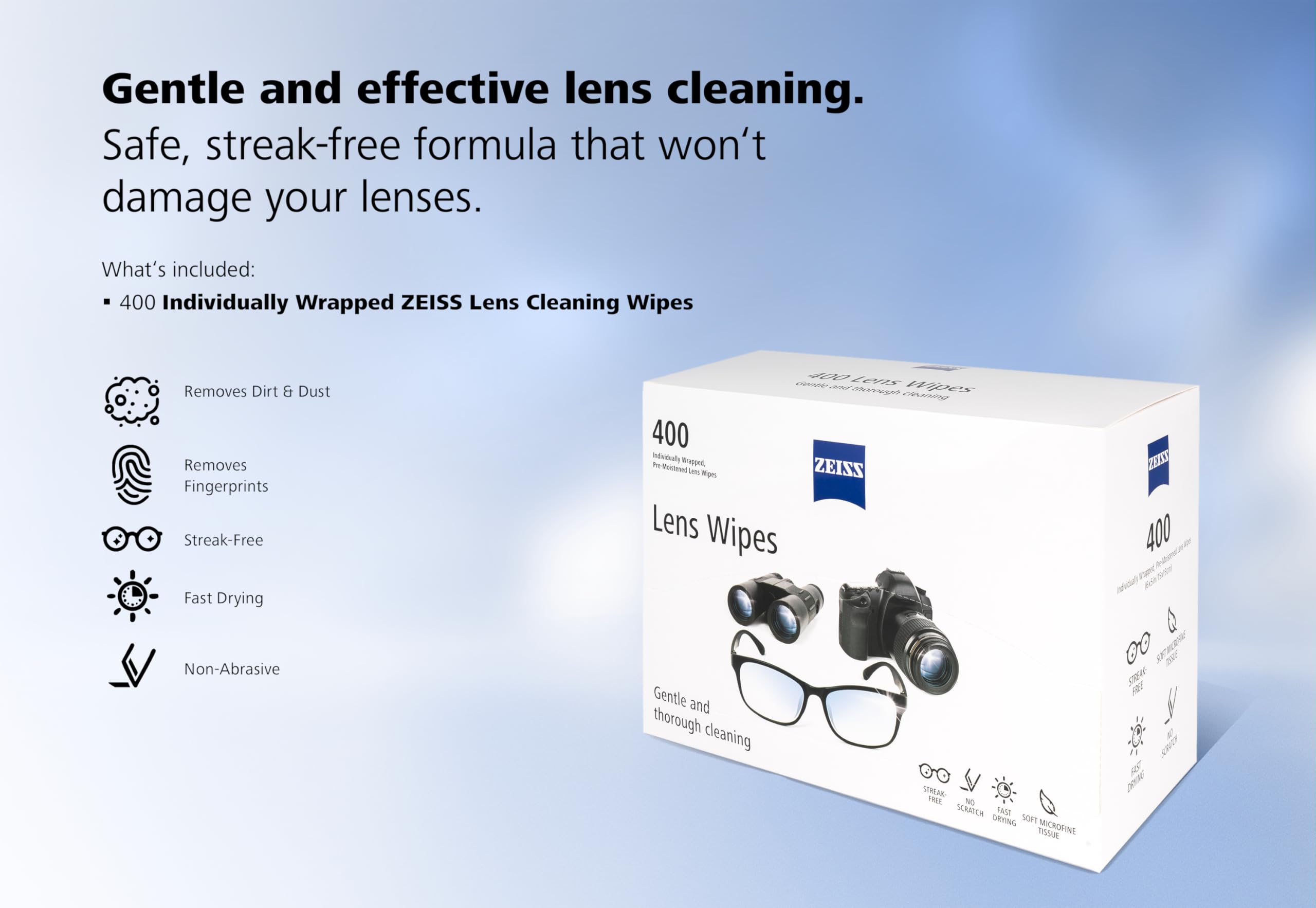 ZEISS Pre-Moistened Glasses Wipes | Lenses Cleaner

