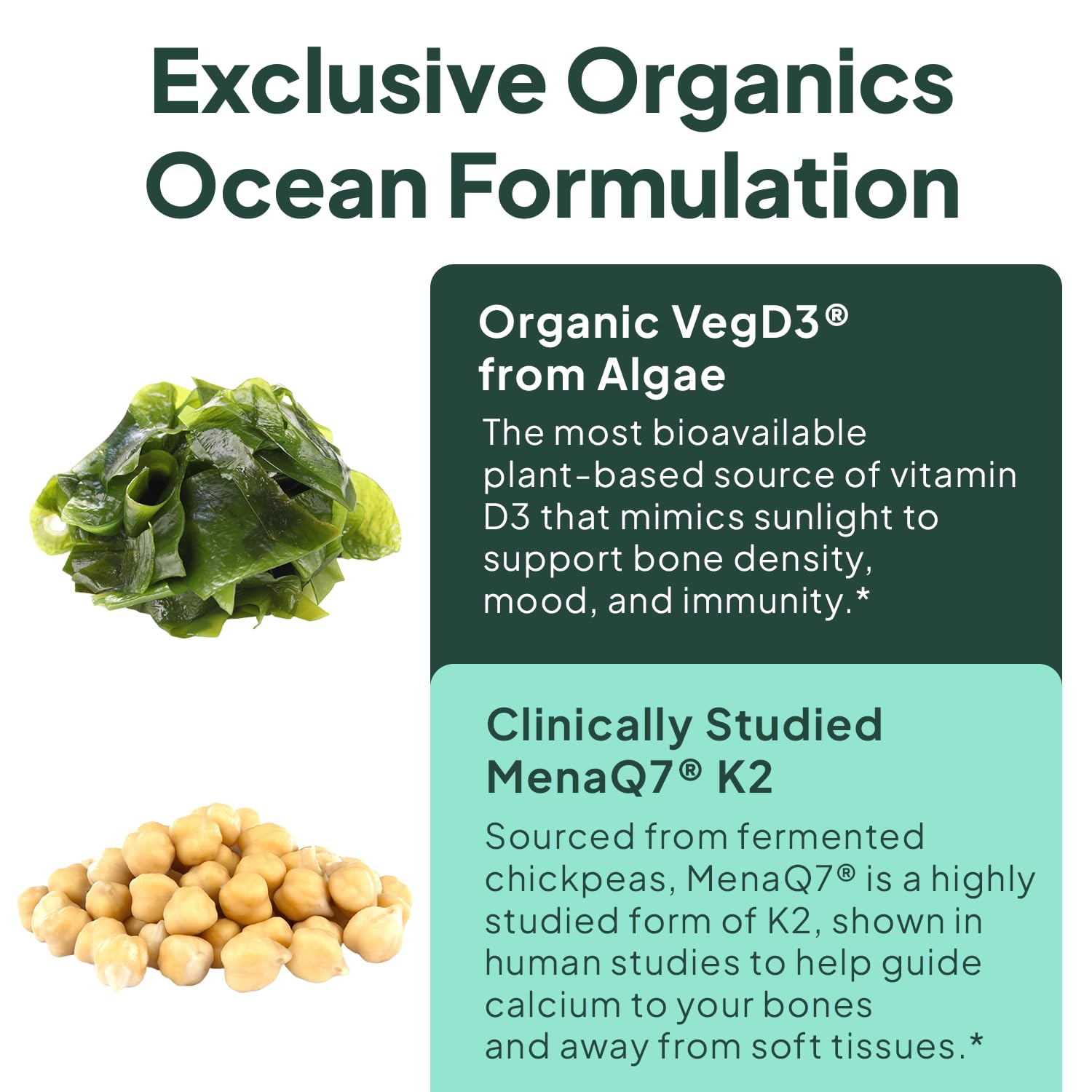 Organics Ocean D3 with K2 Vegan Vitamin D3

