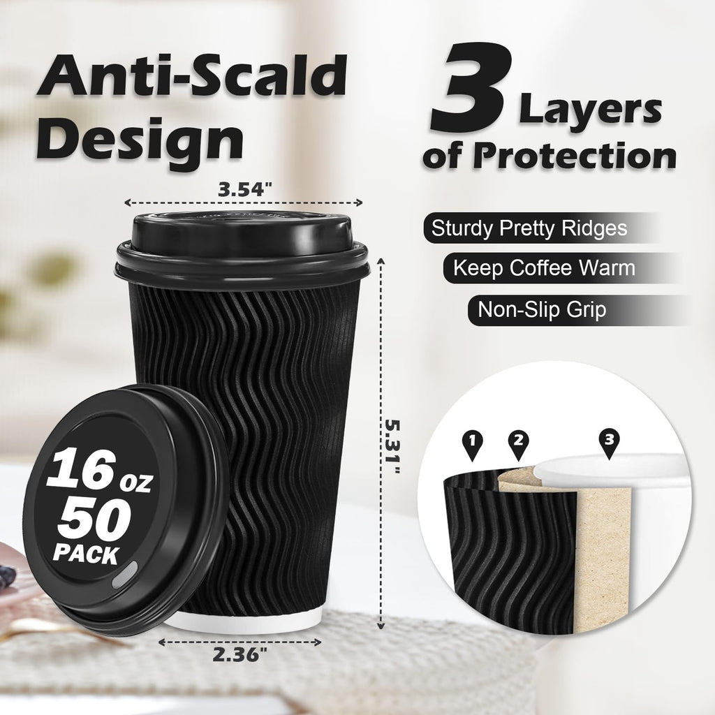 Lamosi Disposable Coffee Cups | Insulated Heat Retention

