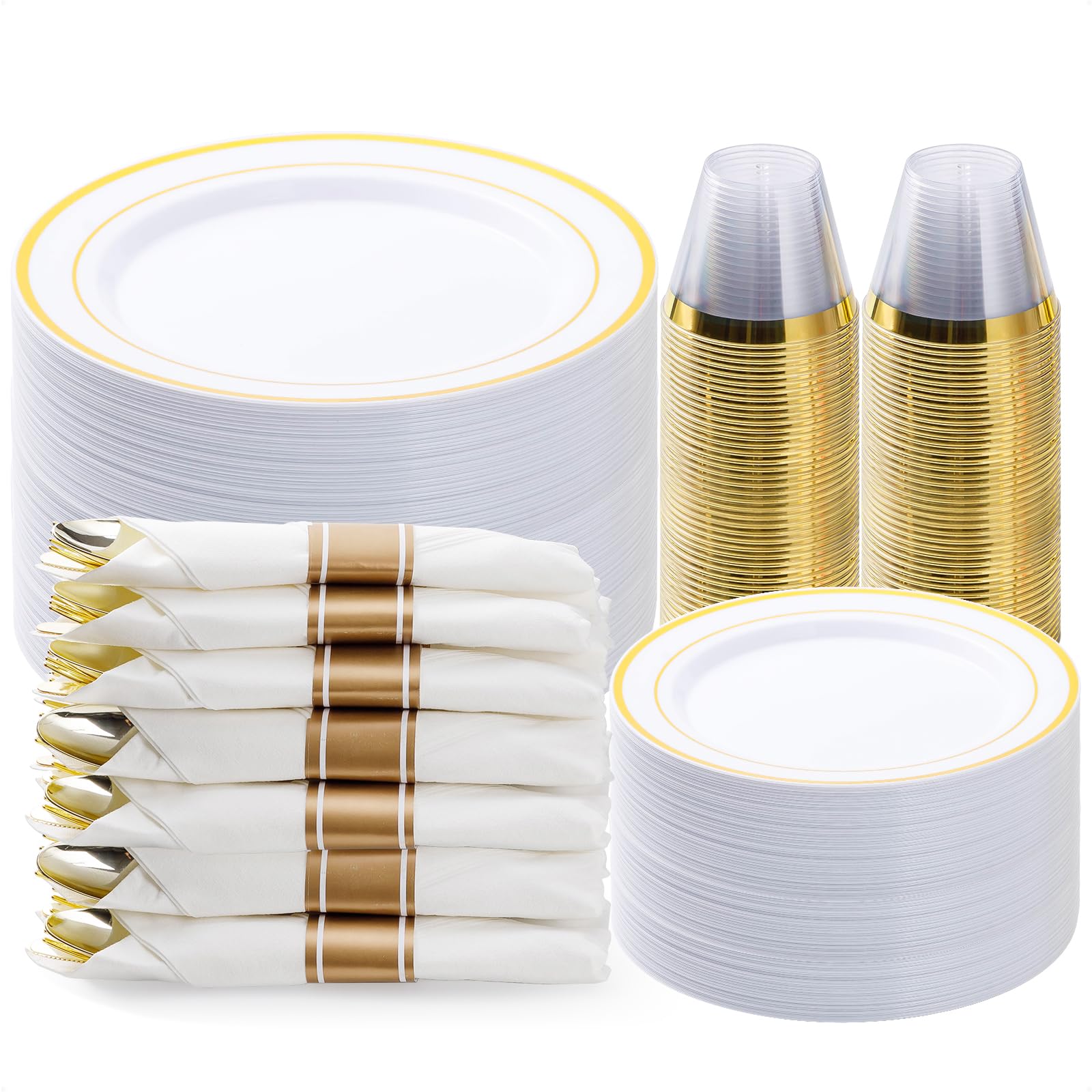 BESTVIP Disposable Plastic Dinnerware Set for Parties