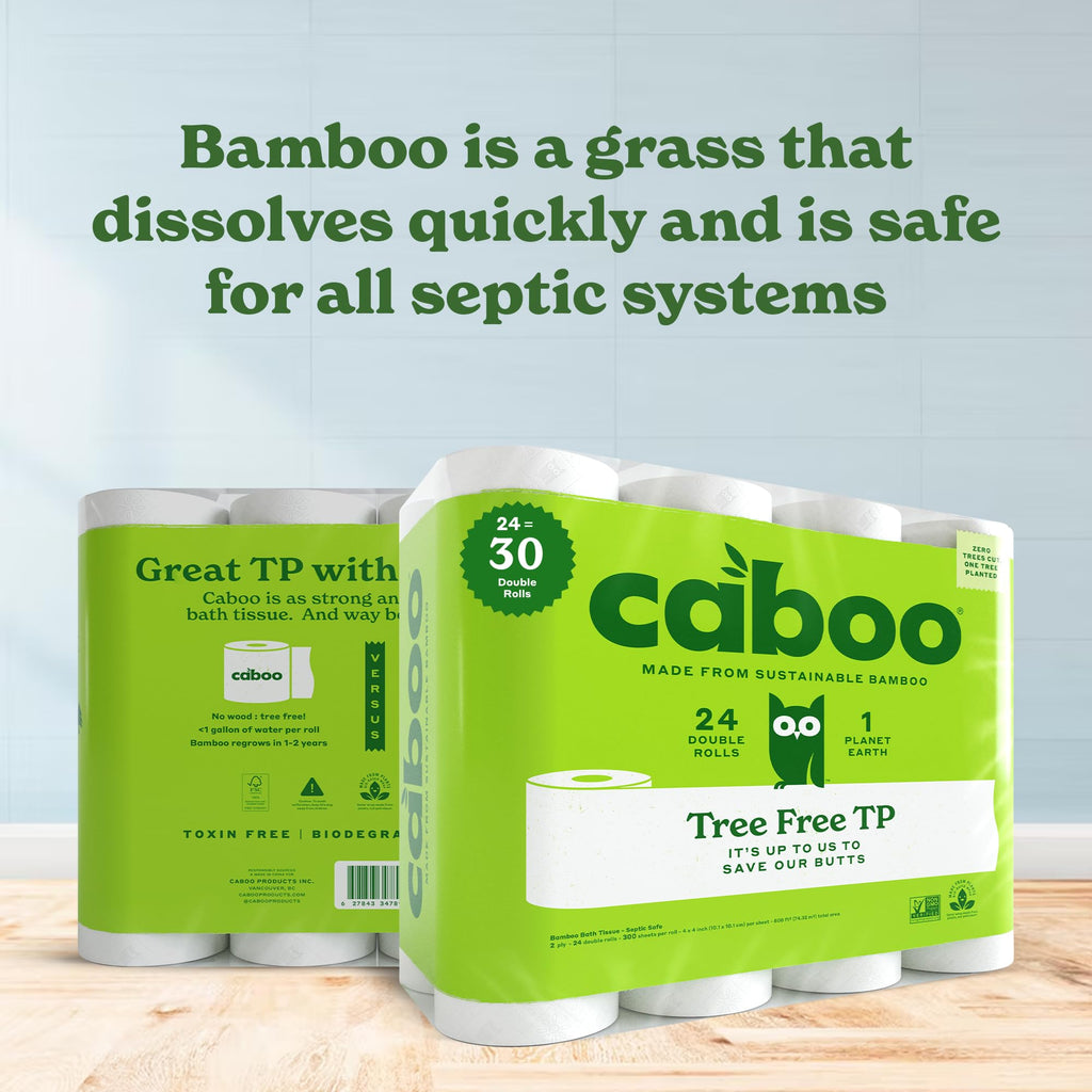 Caboo Tree Free Bamboo Toilet Paper 2-Ply Septic Safe

