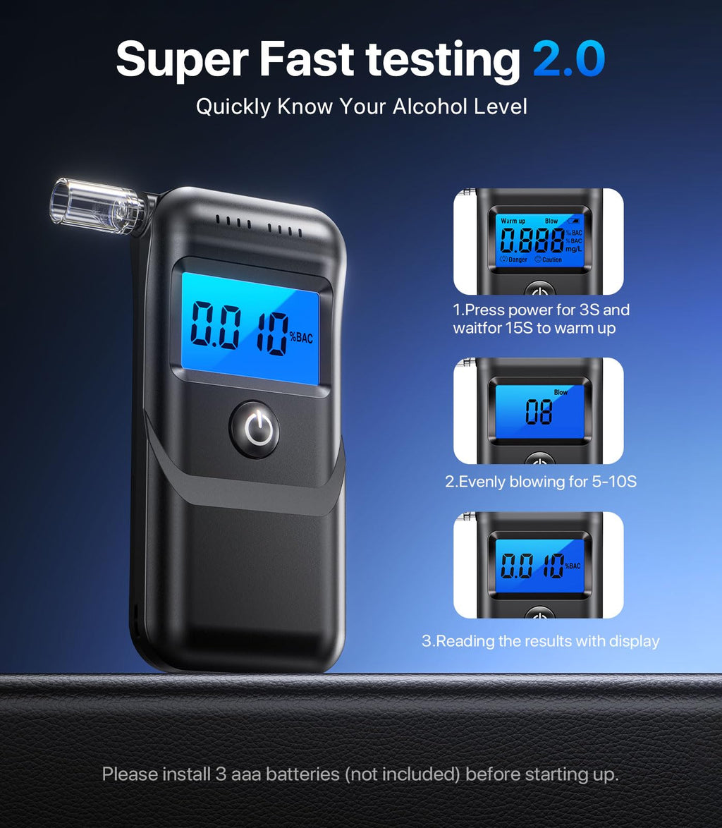 Breathalyzer Alcohol Tester with LCD Display - Portable

