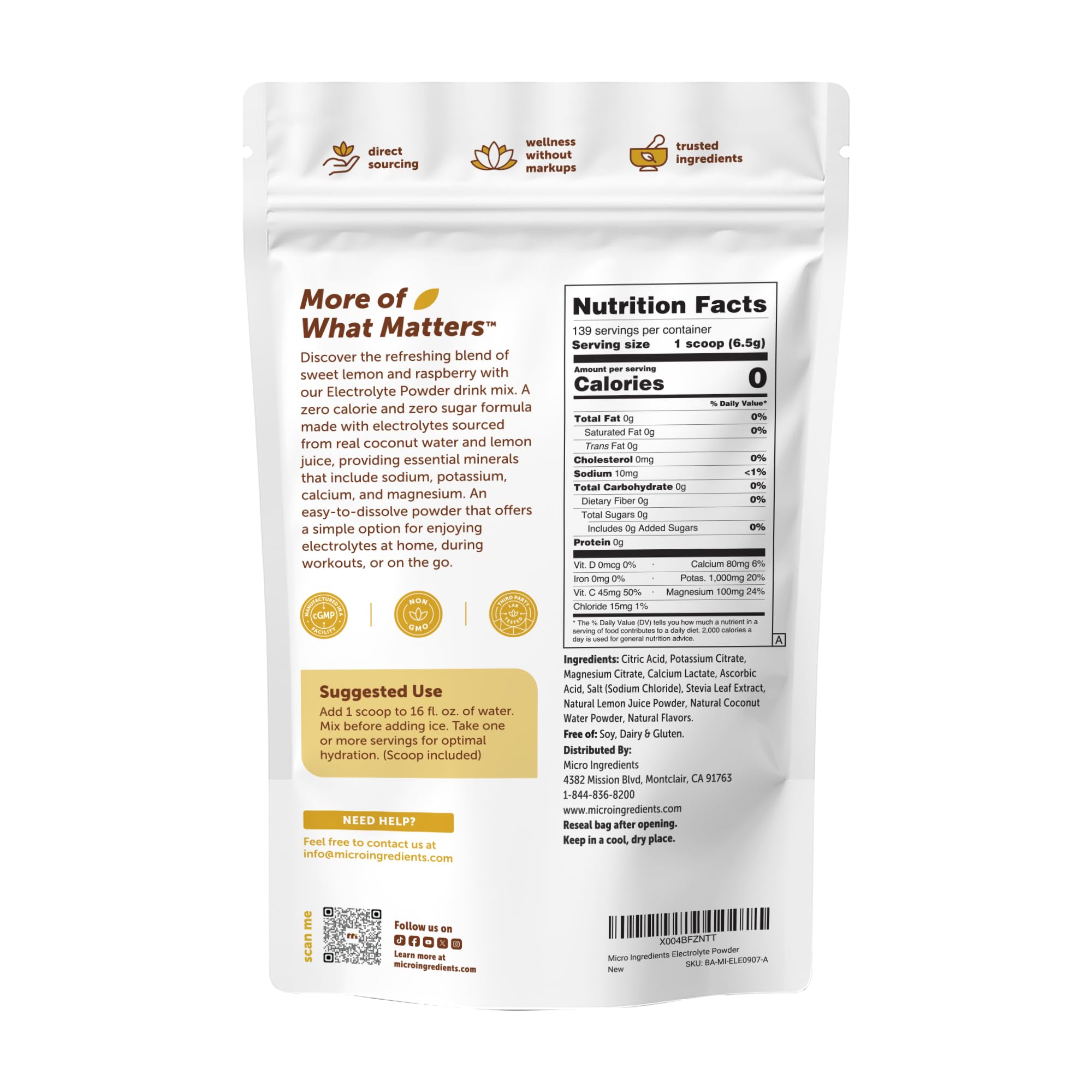 Micro Ingredients Electrolyte Powder - Sugar-Free Keto

