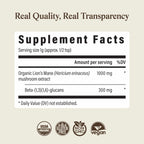 Real Mushrooms Lion's Mane Mushroom Powder Extract - Organic

