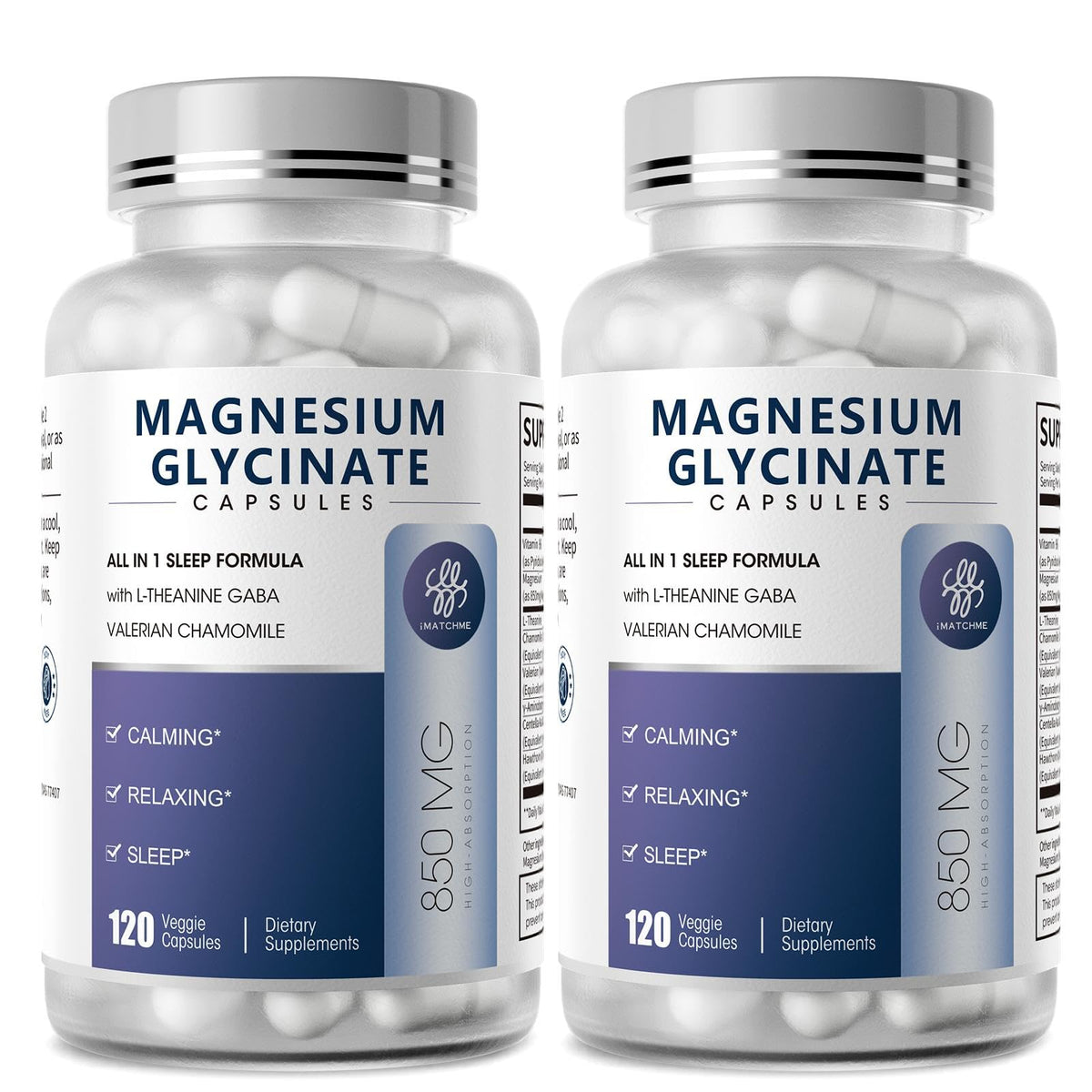 iMATCHME Magnesium Glycinate Capsules with L-Theanine Chamomile & GABA