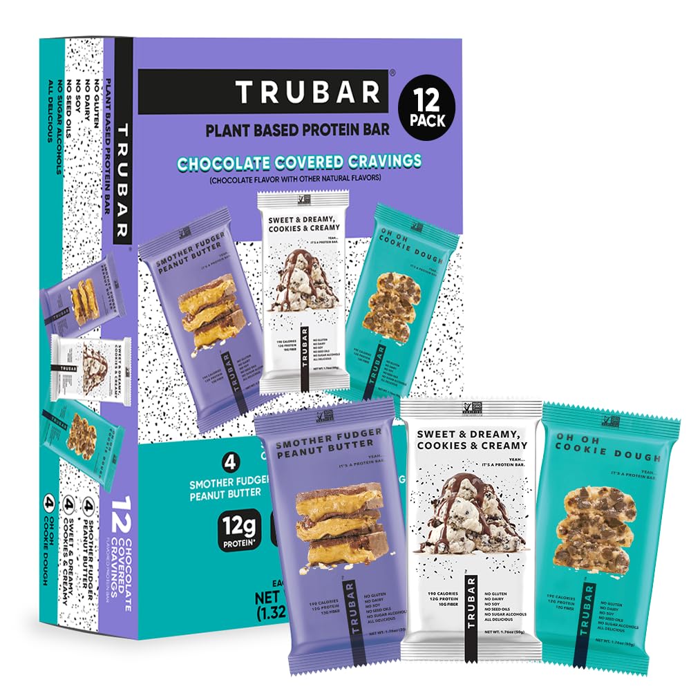 TRUBAR Vegan Protein Bars Plant-Based Gluten Free Dairy Free Snack