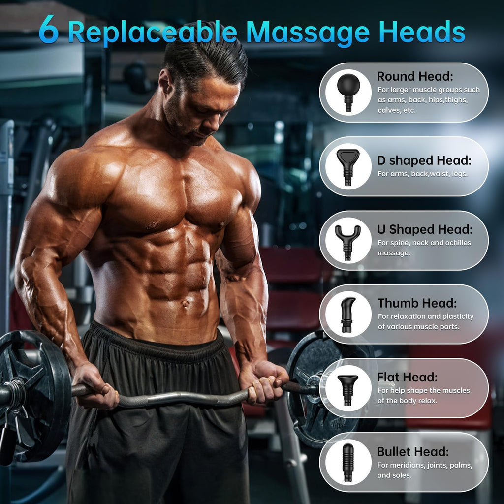 Gvber Massage Gun Deep Tissue Percussion Massager - 6 Heads

