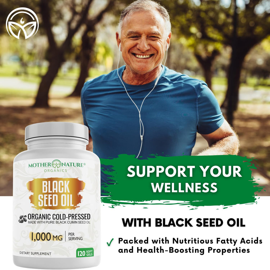 Black Seed Oil Capsules 1000mg Organic Cold Pressed


