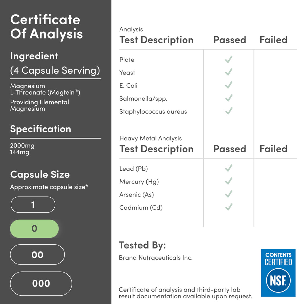 Magtein Magnesium L-Threonate NSF Certified Sleep & Cognition

