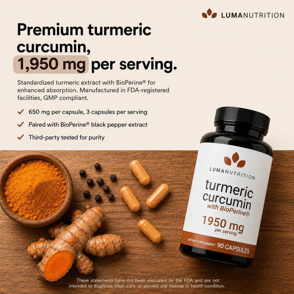 Luma Turmeric Curcumin with BioPerine 95% Curcuminoids

