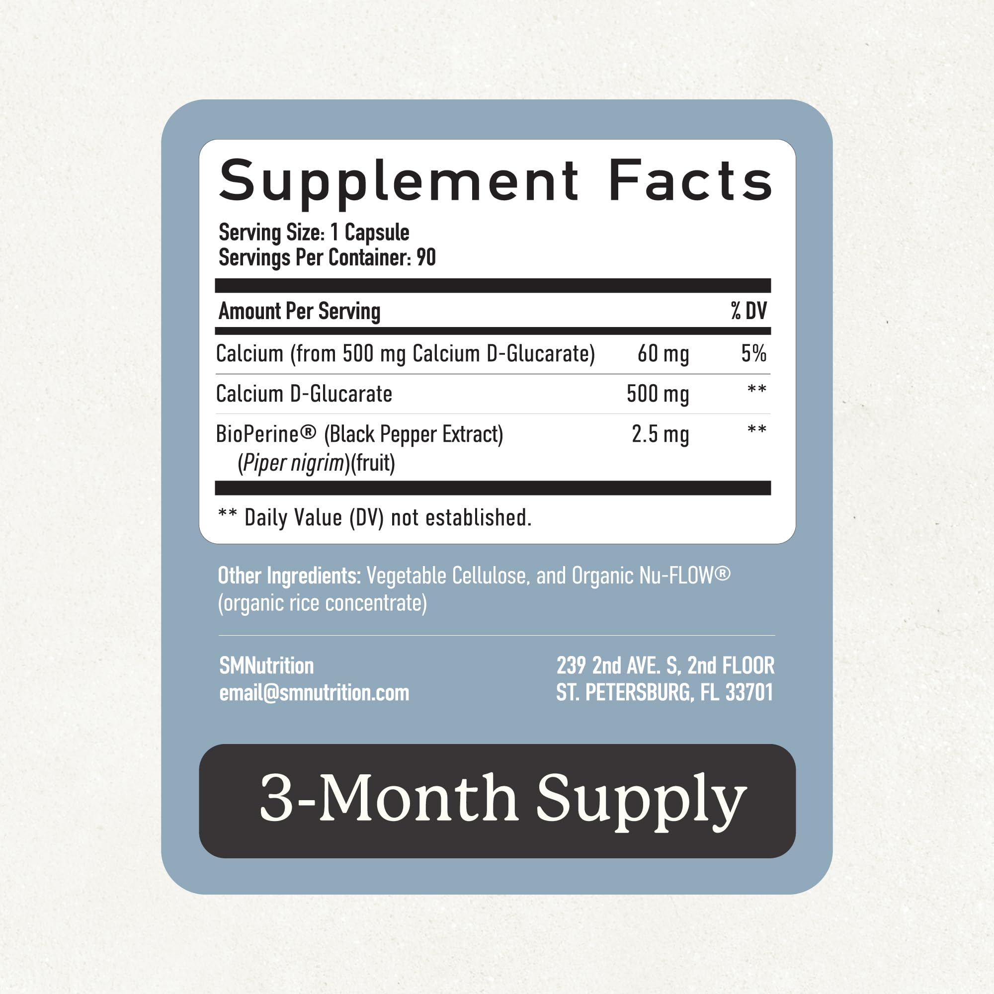 SMNutrition Calcium D-Glucarate 500 mg Supplement

