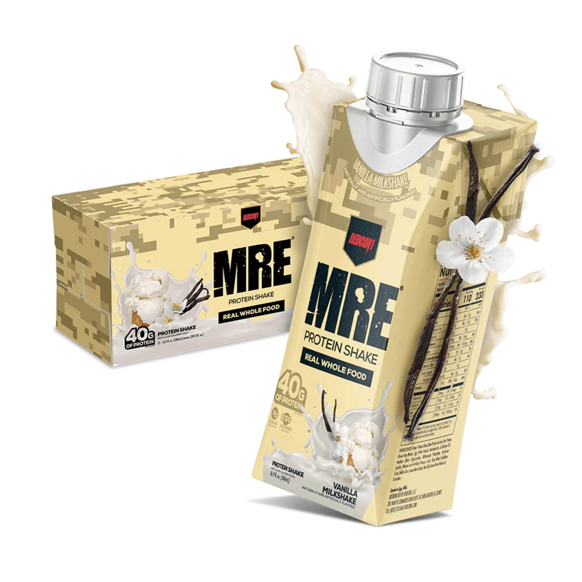 REDCON1 MRE RTD Protein Shake, Lactose-Free, 40g Protein