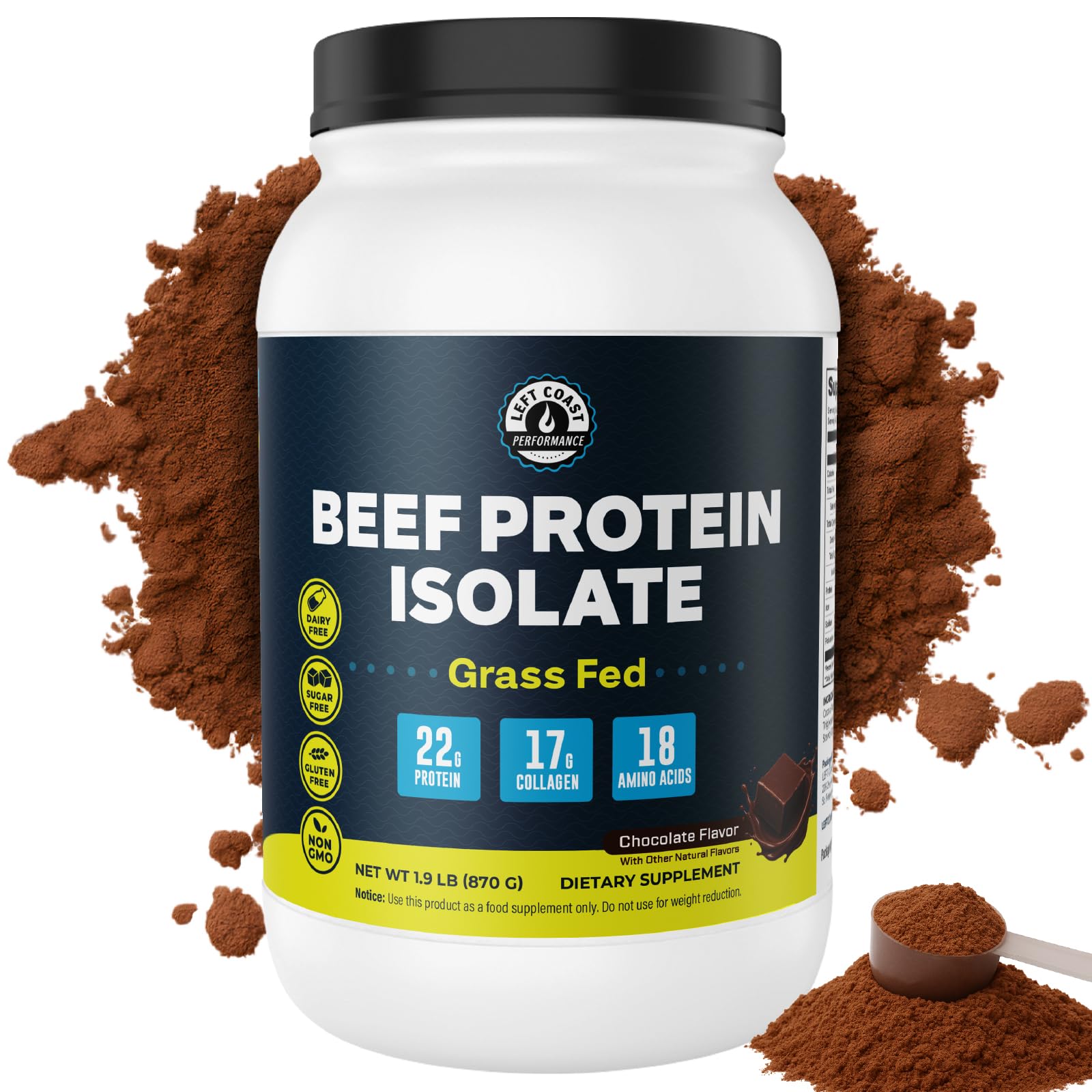 Left Coast Bone Broth Protein Powder – Grass-Fed Beef