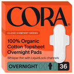 Cora 100% Organic Cotton Topsheet Pads – Overnight Protection