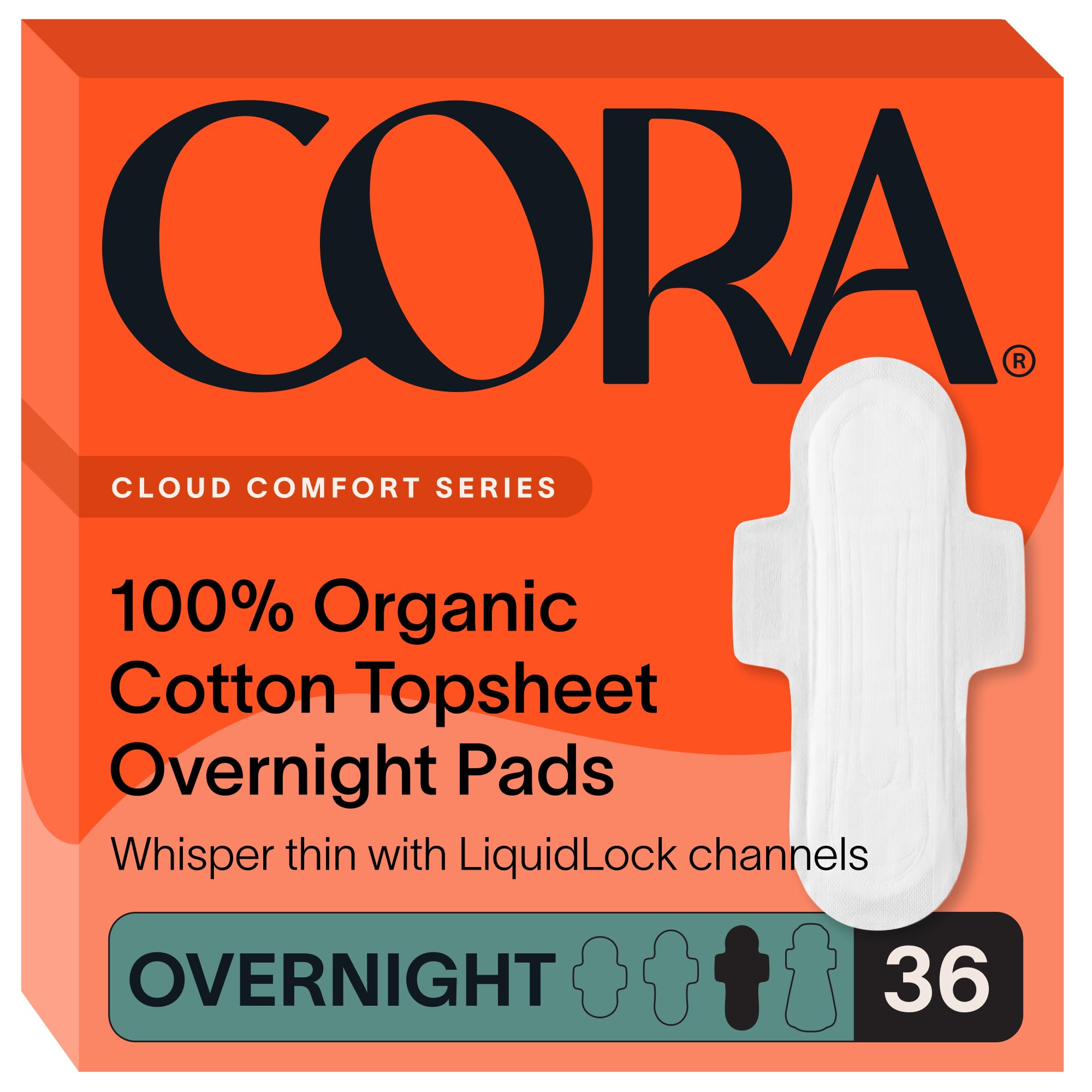 Cora 100% Organic Cotton Topsheet Pads – Overnight Protection