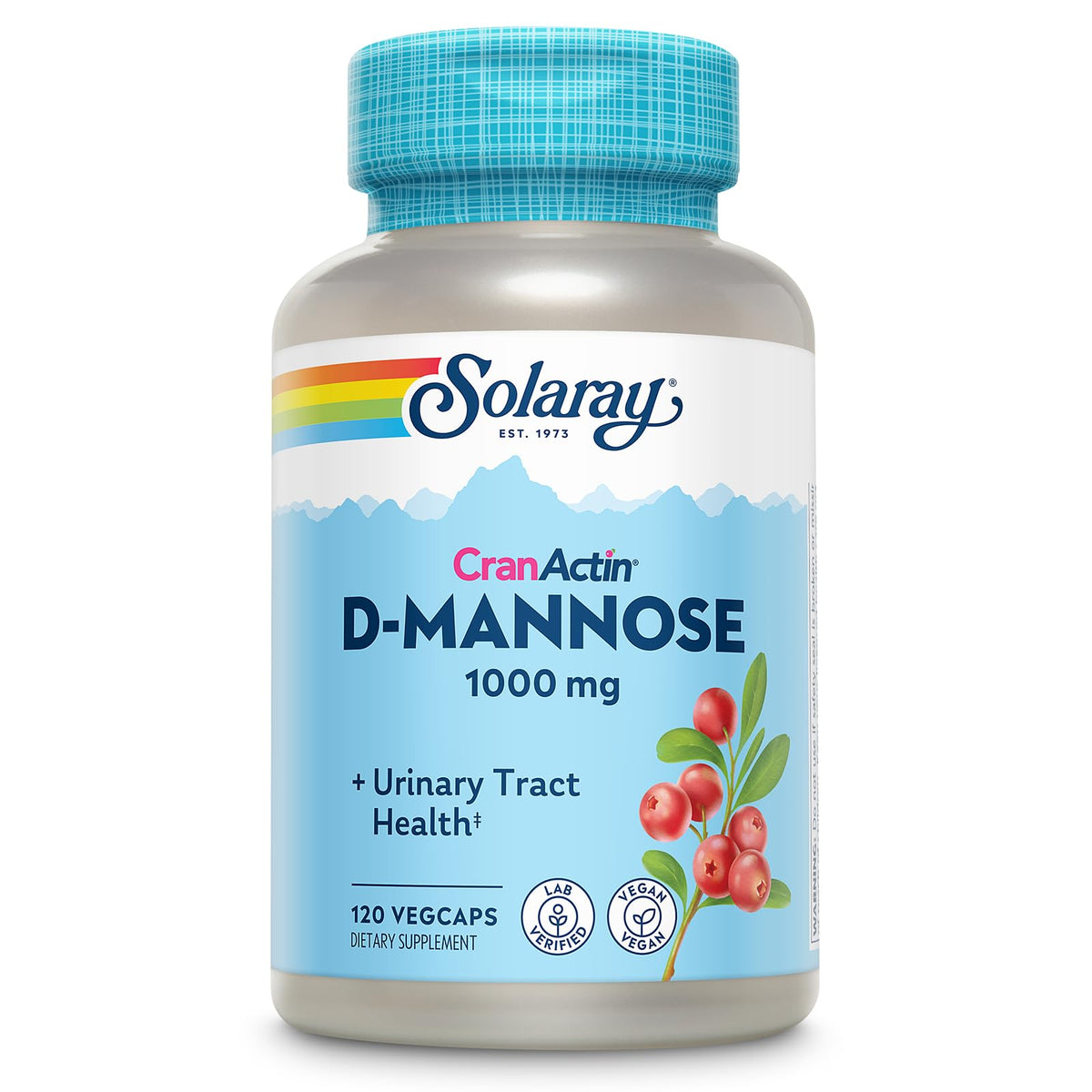 Solaray D-Mannose 1000mg with CranActin Cranberry Urinary Tract Support Capsules, Vegan