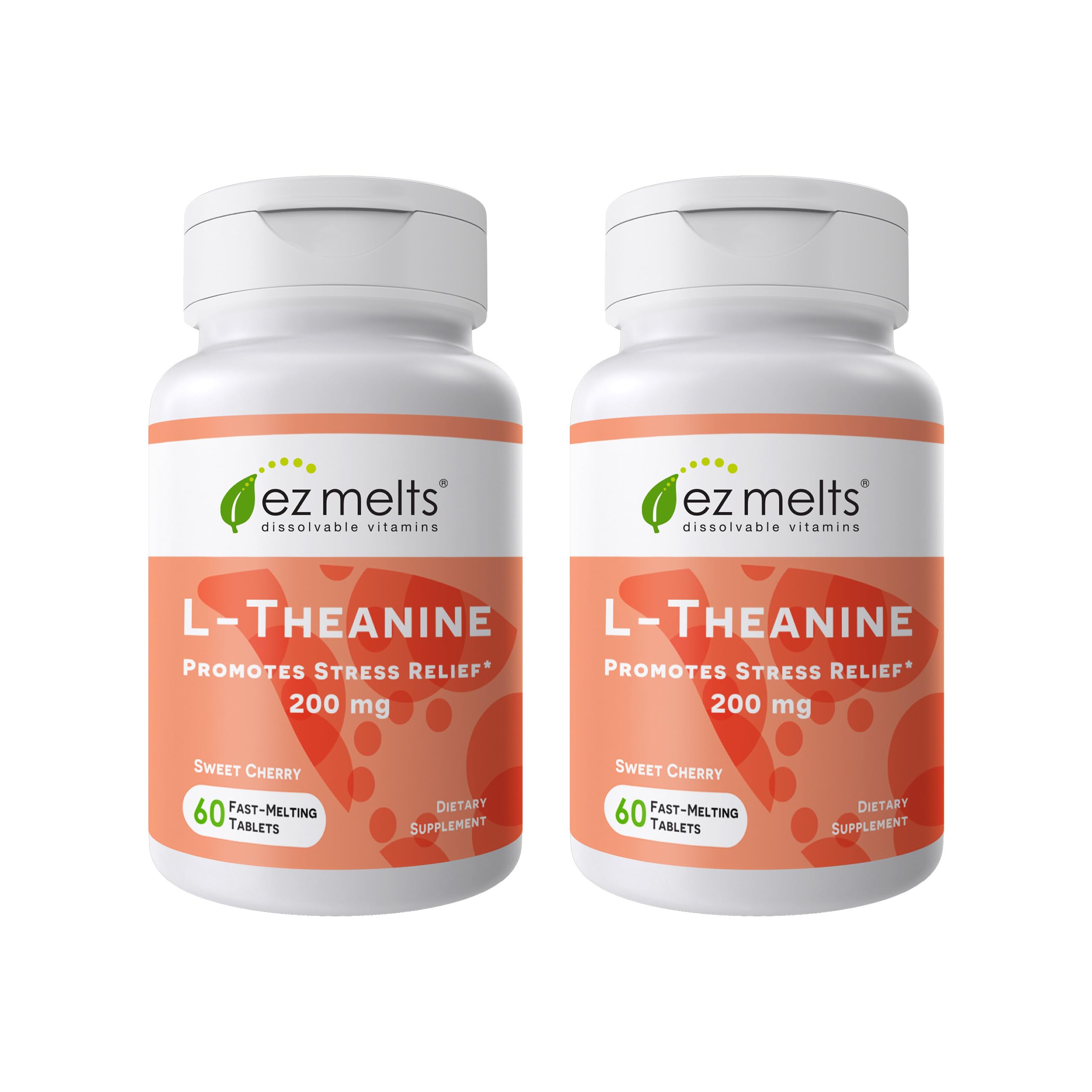 EZ Melts L-Theanine 200 mg – Stress & Relaxation Support – Dissolvable Tablets – Sweet Cherry